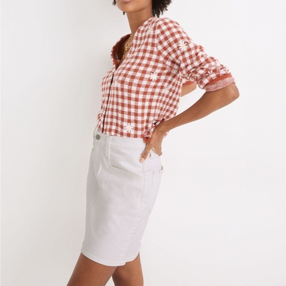Madewell Heritage Stretch Straight Mini Skirt Tile White: Yoke-Pocket Edition - Picture 4 of 9